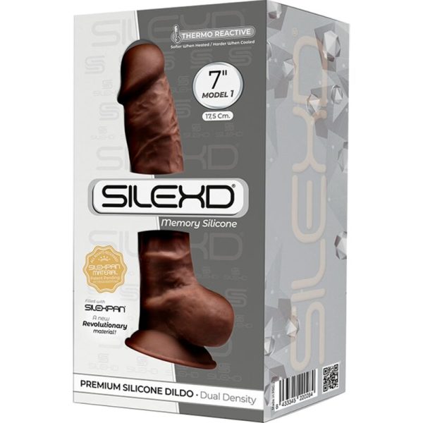 SILEXD - MODEL 1 REALISTIC PENIS PREMIUM SILEXPAN SILICONE BROWN 17.5 CM - Afbeelding 3