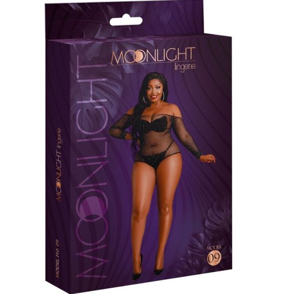 MOONLIGHT - MODEL 9 LONG SLEEVE BODYSUIT BRIGHT BLACK PLUS SIZE - Afbeelding 3