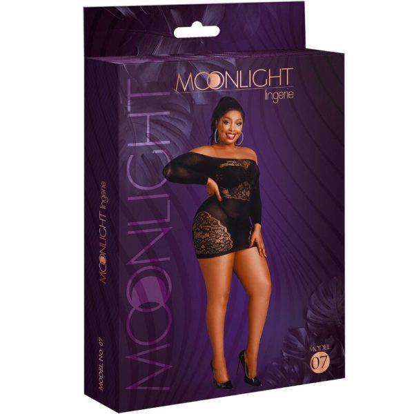 MOONLIGHT - MODEL 7 LONG SLEEVE DRESS BLACK PLUS SIZE - Afbeelding 3