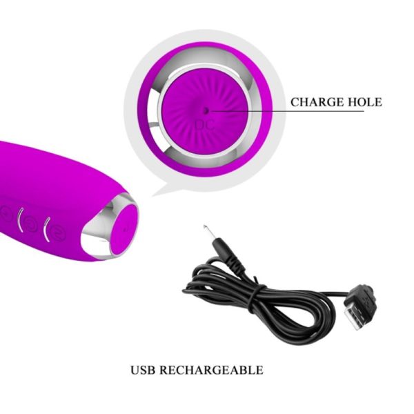 PRETTY LOVE - HECTOR RECHARGEABLE ELECTROSHOCK VIBRATOR WATERPROOF PURPLE - Afbeelding 7