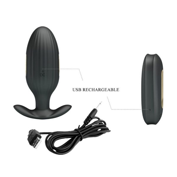 PRETTY LOVE - KELLY PLUG ANAL RECHARGEABLE VIBRATOR BLACK - Afbeelding 10