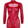 LEG AVENUE - MINI DRESS WITH LACE LONG SLEEVE RED - Afbeelding 7