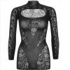 LEG AVENUE - MINI DRESS WITH LACE LONG SLEEVE BLACK - Afbeelding 9