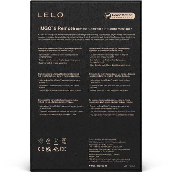 LELO - HUGO 2 PROSTATE MASSAGER REMOTE CONTROL BLACK - Afbeelding 4