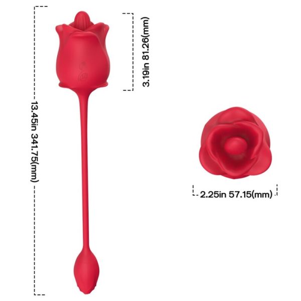 ARMONY - ROSE 2 IN 1 SUCTION STIMULATOR & VIBRATOR 10 MODES WITH RED TAIL - Afbeelding 4