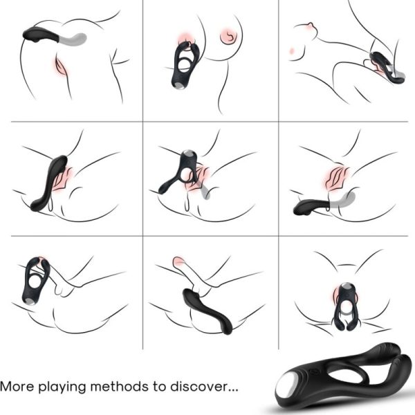 ARMONY - VEYRON DOUBLE VIBRATOR RING TOY FOR COUPLES BLACK - Afbeelding 2
