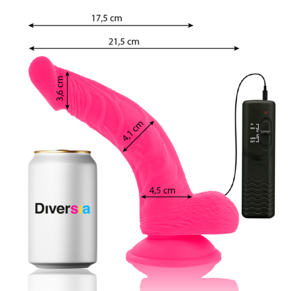 DIVERSIA - FLEXIBLE VIBRATING DILDO PINK 21.5 CM -O- 4.5 CM - Afbeelding 2