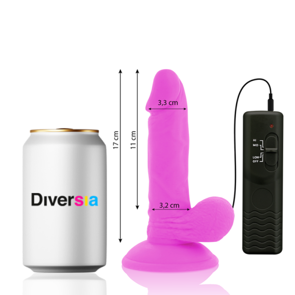 DIVERSIA - FLEXIBLE VIBRATING DILDO PURPLE 17 CM -O- 3.3 CM - Afbeelding 2