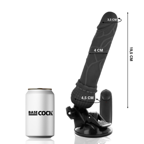 BASECOCK - REALISTIC VIBRATOR REMOTE CONTROL BLACK 19.5 CM -O- 4 CM - Afbeelding 2