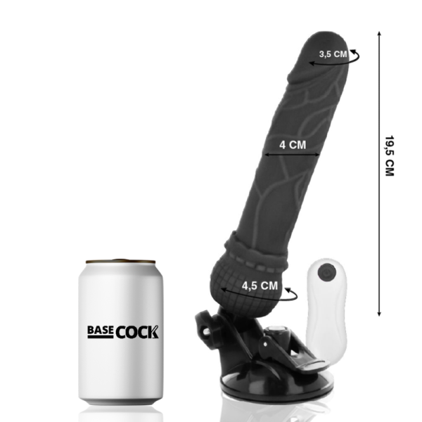BASECOCK - REALISTIC VIBRATOR REMOTE CONTROL BLACK 19.5 CM -O- 4 CM - Afbeelding 2