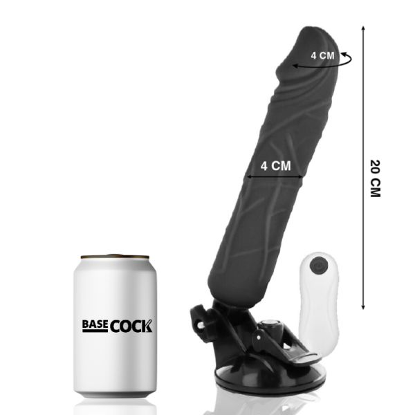 BASECOCK - REALISTIC VIBRATOR REMOTE CONTROL BLACK 20 CM -O- 4 CM - Afbeelding 2