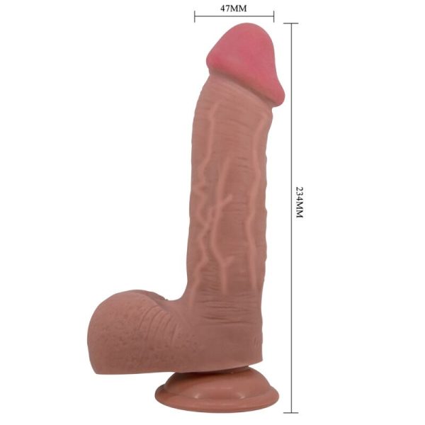 PRETTY LOVE - SLIDING SKIN SERIES REALISTIC DILDO WITH SLIDING SKIN SUCTION CUP BROWN 23.4 CM - Afbeelding 4