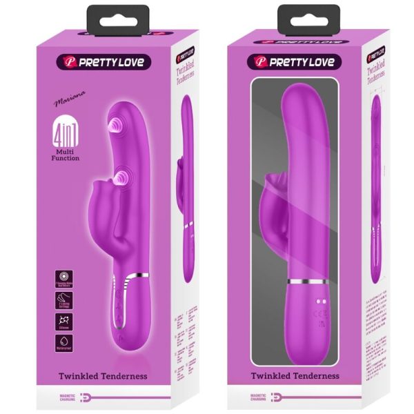 PRETTY LOVE - RABBIT VIBRATOR WITH LICKING FUCHSIA - Afbeelding 4
