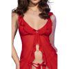 CHILIROSE - CR 4696 BABYDOLL & THONG CROTCHLESS RED S/M - Afbeelding 4