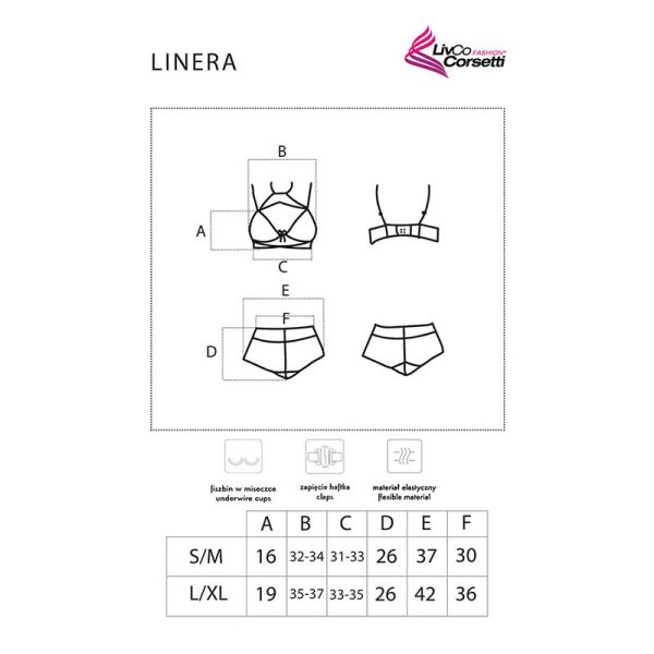 LIVCO CORSETTI FASHION - LINERA FOR THE SENSES COLLECTION BRA + PANTY BLACK - Afbeelding 5