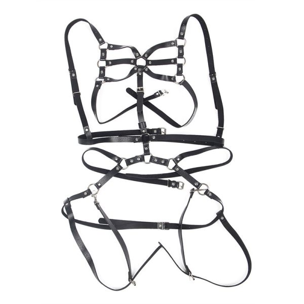 SUBBLIME - BODY HARNESS ADJUSTABLE STRAPS LEATHER BLACK ONE SIZE - Afbeelding 4
