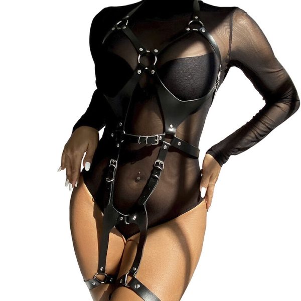 SUBBLIME - FULL BODY HARNESS WITH LEATHER BUCKLES BLACK ONE SIZE - Afbeelding 2