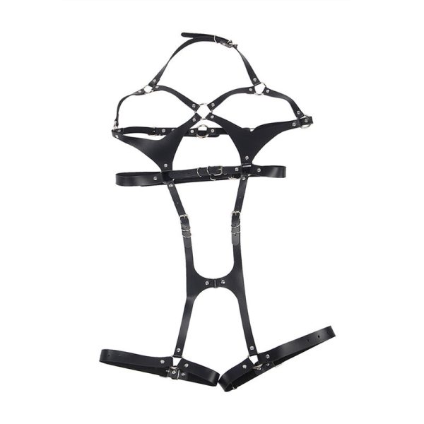 SUBBLIME - FULL BODY HARNESS WITH LEATHER BUCKLES BLACK ONE SIZE - Afbeelding 4