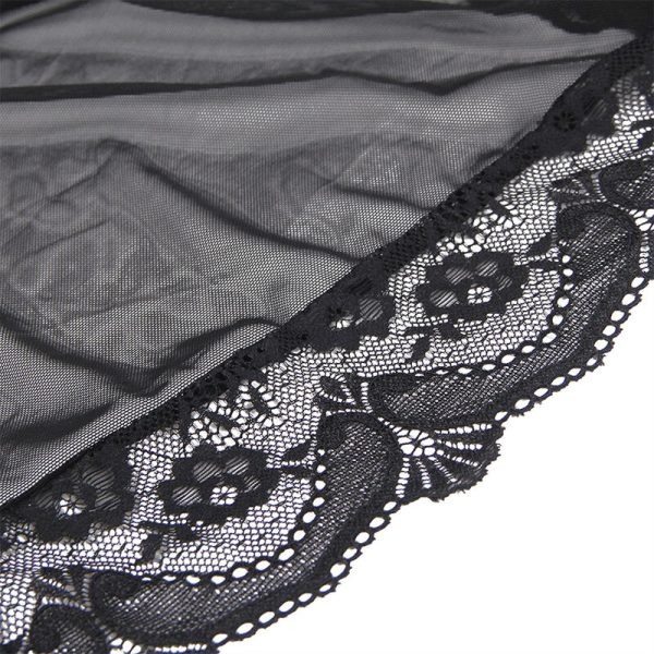 SUBBLIME - TRANSPARENT FABRIC ROBE WITH LACE DETAIL BLACK L/XL - Afbeelding 8