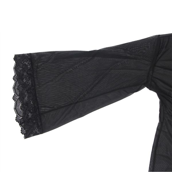 SUBBLIME - TRANSPARENT FABRIC ROBE WITH LACE DETAIL BLACK L/XL - Afbeelding 6