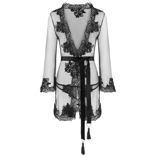 LIVCO CORSETTI FASHION - HERINA LC XG056 DRESSING GOWN + PANTY BLACK ONE SIZE - Afbeelding 3