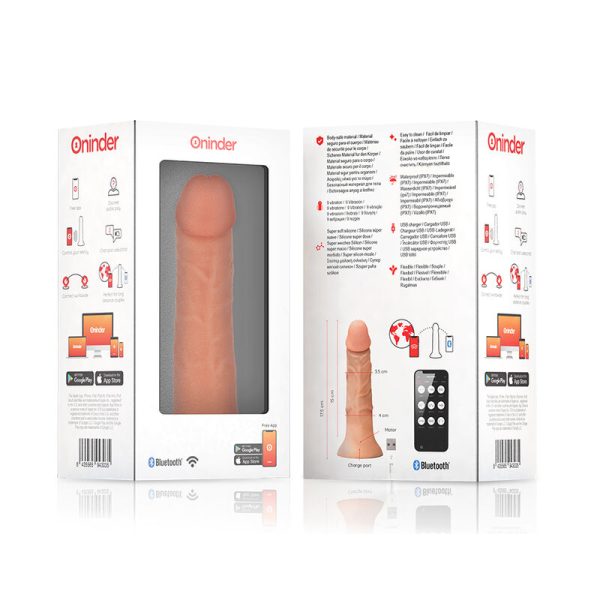 ONINDER - SMALL BOGOTÁ VIBRATOR DILDO 9 SPEEDS NATURAL 17.5 CM -O- 4 CM - FREE APP - Afbeelding 8