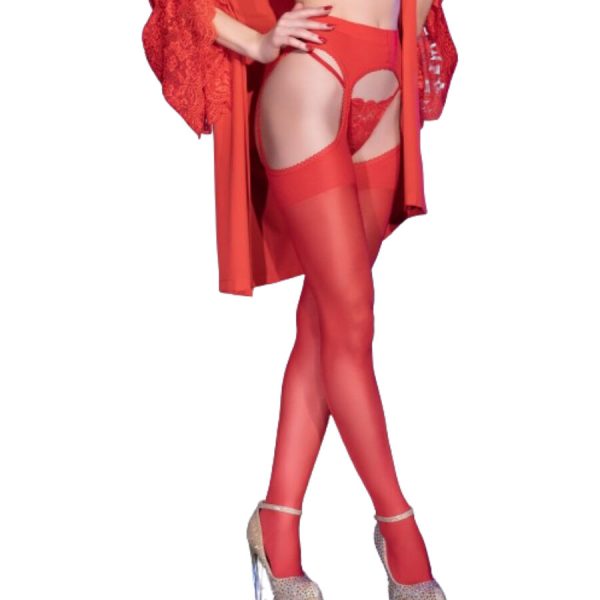 CHILIROSE - CR 4312 GARTER STOCKINGS RED S/M - Afbeelding 2