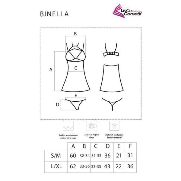 LIVCO CORSETTI FASHION - BINELLA SET BABYDOLL + THONG BLACK - Afbeelding 5