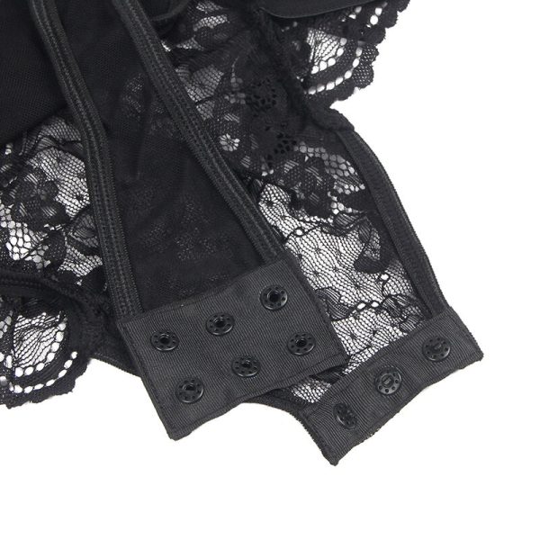 SUBBLIME - TEDDY WITH GARTER WITH LACE DETAIL AND STRIPS BLACK S/M - Afbeelding 5