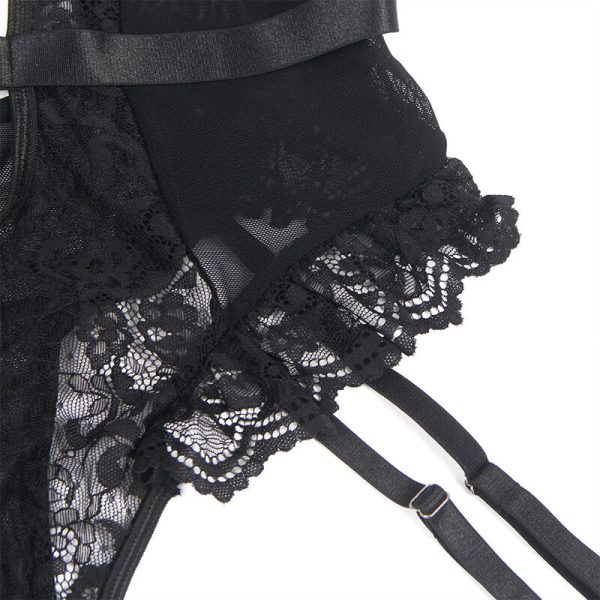 SUBBLIME - TEDDY WITH GARTER WITH LACE DETAIL AND STRIPS BLACK S/M - Afbeelding 10