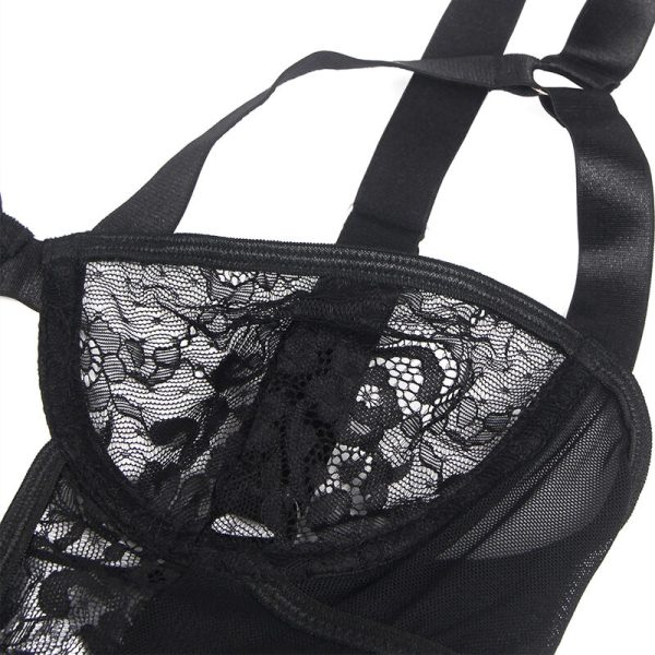 SUBBLIME - TEDDY WITH GARTER WITH LACE DETAIL AND STRIPS BLACK L/XL - Afbeelding 7