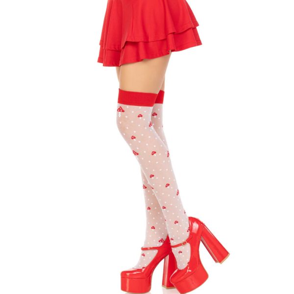 LEG AVENUE - MUSHROOM HIGH SOCKS RED/WHITE - Afbeelding 3