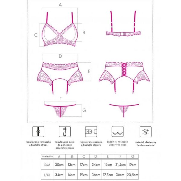 LIVCO CORSETTI FASHION - NAHIR LC 20214 BRA + PANTY + GARTER BELT L/XL - Afbeelding 4