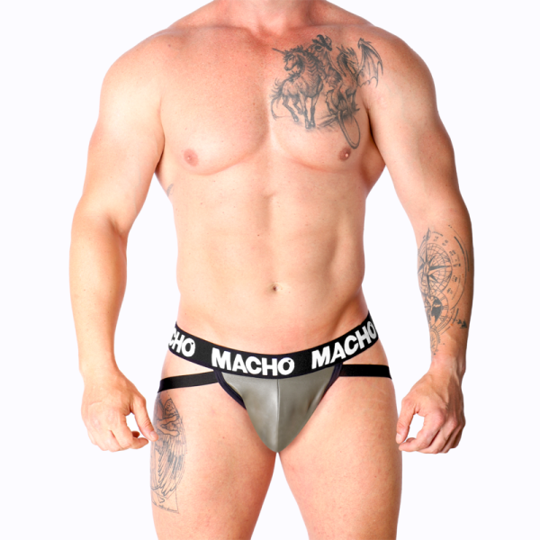 MACHO - MX27GR JOCK LEATHER GRAY BEIGE M - Afbeelding 5