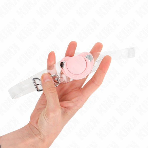 KINK - PINK PACIFIER SHAPED GAG 5.5 x 4 CM ADJUSTABLE 43-60 CM - Afbeelding 3