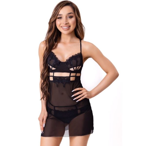 LIVCO CORSETTI FASHION - MAIA 20247 BABYDOLL + THONG BLACK L/XL