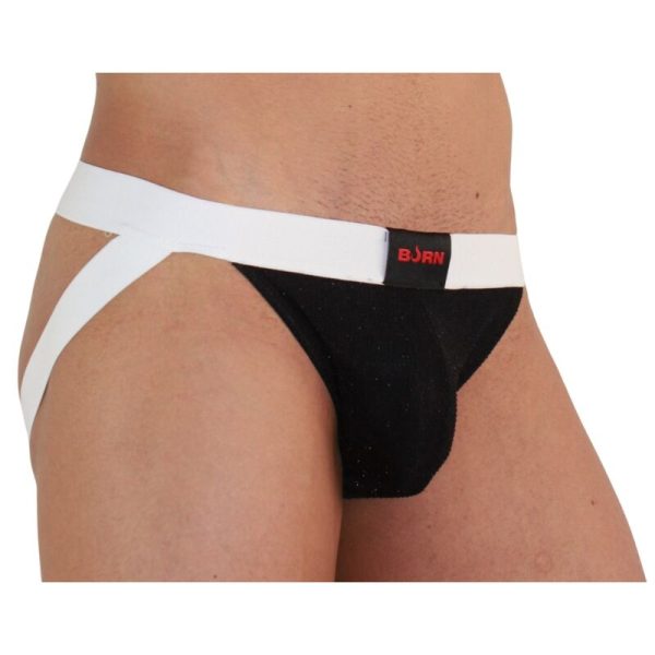 BURN - 004 JOCK SHINY BLACK / WHITE L - Afbeelding 2