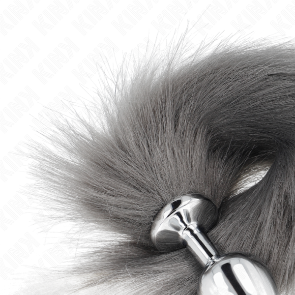 KINK - ANAL PLUG SIZE M 8 X 3.5 CM WITH SYNTHETIC TAIL 40 CM GREY AND WHITE - Afbeelding 4