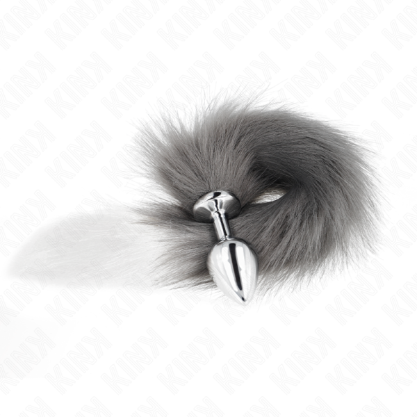 KINK - ANAL PLUG SIZE M 8 X 3.5 CM WITH SYNTHETIC TAIL 40 CM GREY AND WHITE - Afbeelding 2