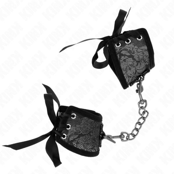 KINK - SCANDAL WRIST RESTRAINTS BLACK LACE DETAILS 24.5 CM X 6.5 CM - Afbeelding 2