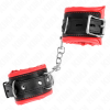 KINK - HEAVY WRIST RESTRAINTS WITH RED FUR LINED ADJUSTABLE 20-30 CM X 6 CM - Afbeelding 2