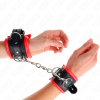 KINK - HEAVY WRIST RESTRAINTS WITH RED FUR LINED ADJUSTABLE 20-30 CM X 6 CM - Afbeelding 4