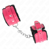 KINK - PREMIUM FUR LINED WRIST RESTRAINTS BLACK WITH RASPBERRY ROSE BELT ADJUSTABLE 17-29 CM X 6 CM - Afbeelding 2