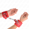 KINK - FUR LINED WRIST RESTRAINTS RED WITH RED BELT ADJUSTABLE 17-29 CM X 6 CM - Afbeelding 3