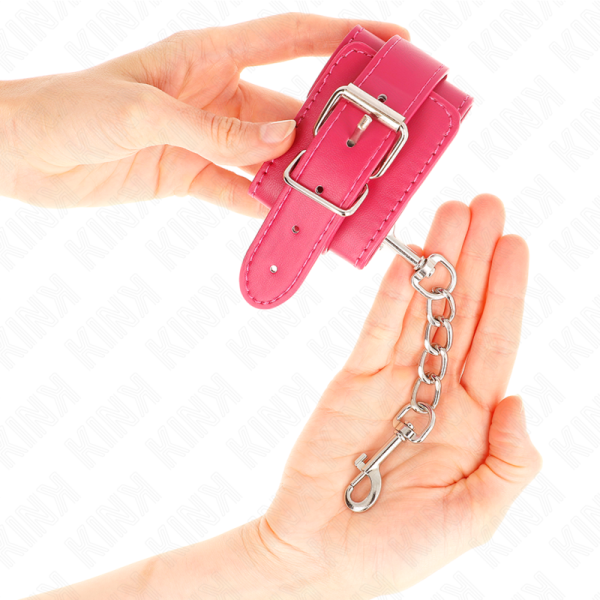 KINK - WRIST RESTRAINTS RASPBERRY ROSE WITH RASPBERRY ROSE LINING ADJUSTABLE 20-28 CM X 5.5 CM - Afbeelding 3