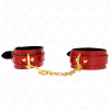 KINK - JOANNA ANGEL WRIST CUFFS RED ADJUSTABLE WITH GOLD CHAIN 16.5-26 CM X 4 CM
