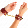 KINK - JOANNA ANGEL WRIST CUFFS RED ADJUSTABLE WITH GOLD CHAIN 16.5-26 CM X 4 CM - Afbeelding 4