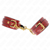 KINK - JOANNA ANGEL WRIST CUFFS RED ADJUSTABLE WITH GOLD CHAIN 16.5-26 CM X 4 CM - Afbeelding 2