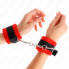 KINK - BEGINNER FUR HAND CUFFS BLACK-RED 30 X 7 CM - Afbeelding 4