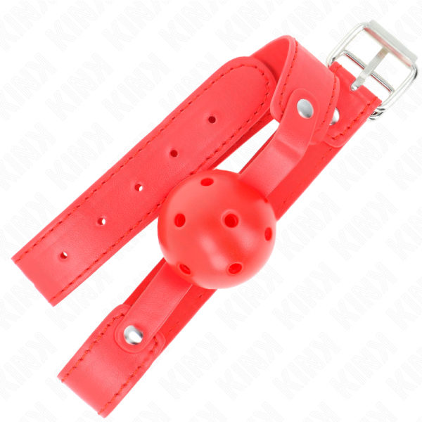 KINK - RED BREATHABLE BALL 4.5 CM GAG 65 x 2.5 CM - Afbeelding 2